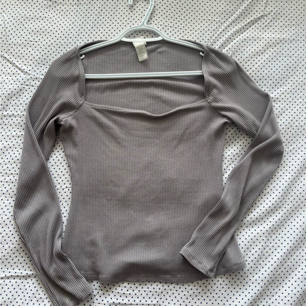 Women's Ribbed Long Sleeve Top - Gray